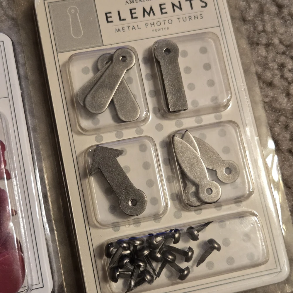 Assorted Metal Brads and Photo Turns Bundle Of 7 Packs Paper Crafts